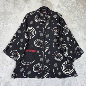 Cupcake International Shirt Womens L Black Geometric Kimono Sleeve Art To Wear